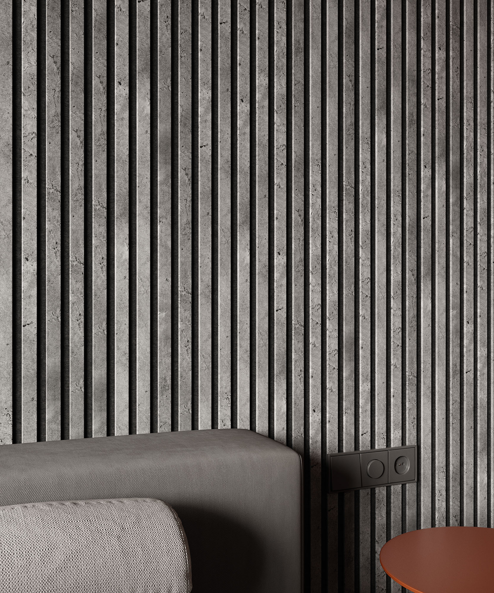 Акустическая  панель FLEX Бетон 1200×600 мм рейка 25х6 мм - фото 8