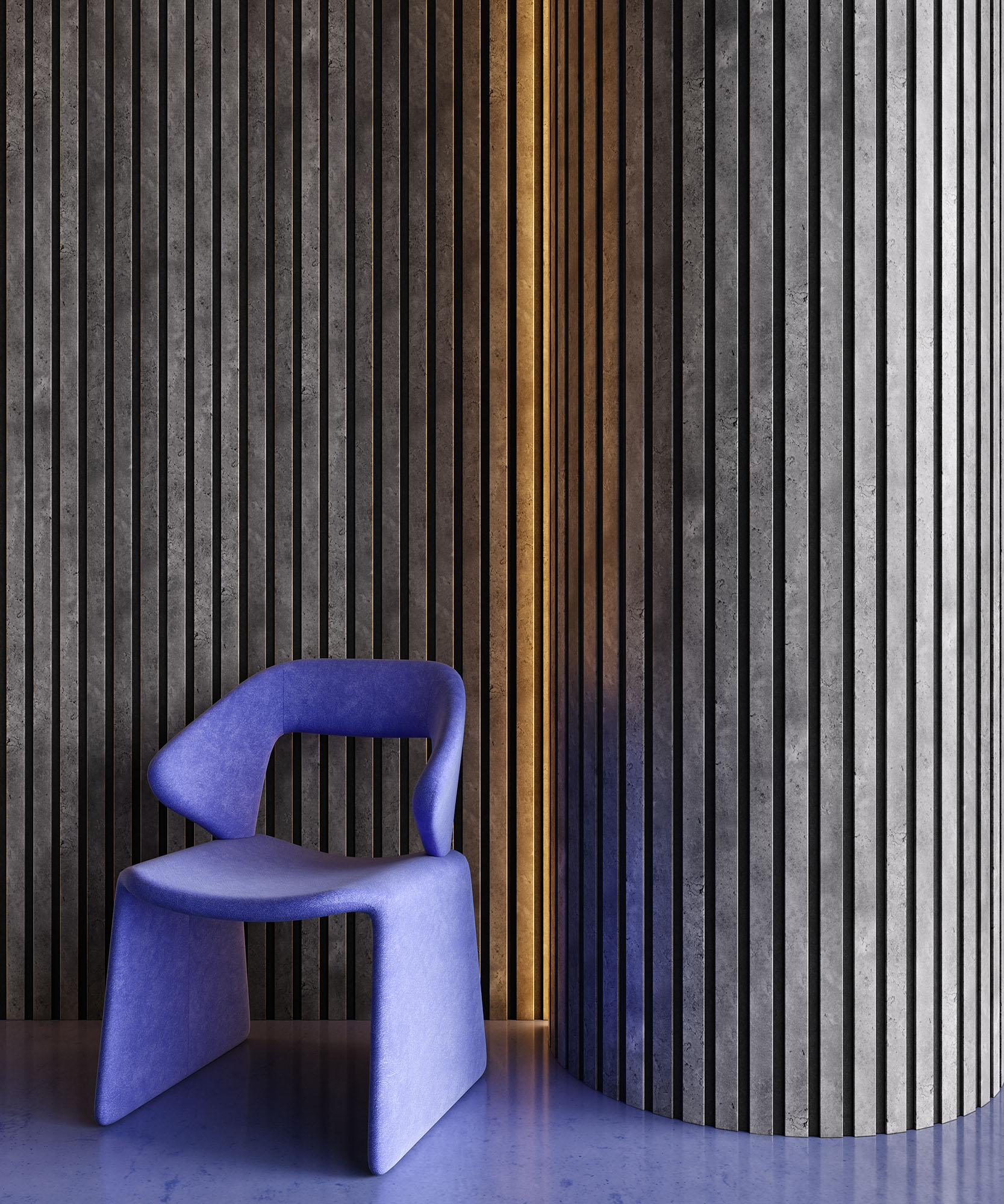 Акустическая  панель FLEX Бетон 2750×600 мм рейка 40х6 мм - фото 6